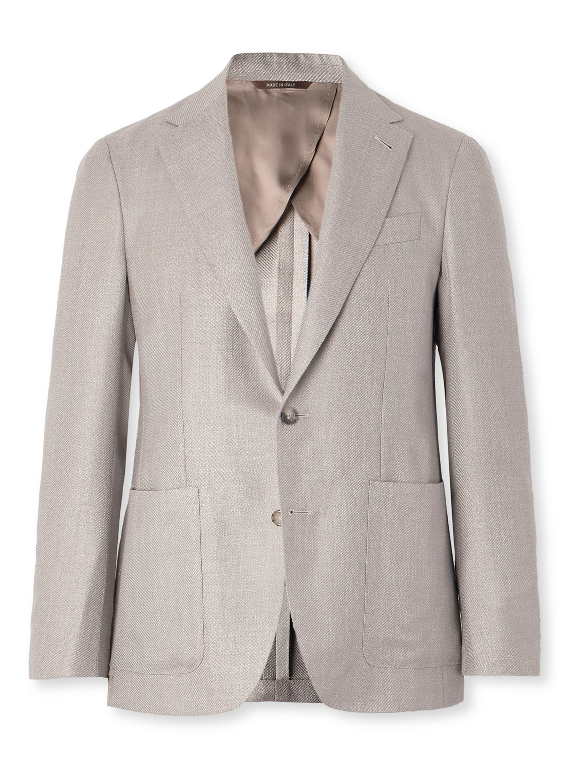 Canali - Wool, Silk and Linen-Blend Twill Blazer - Men - Neutrals - IT 52
