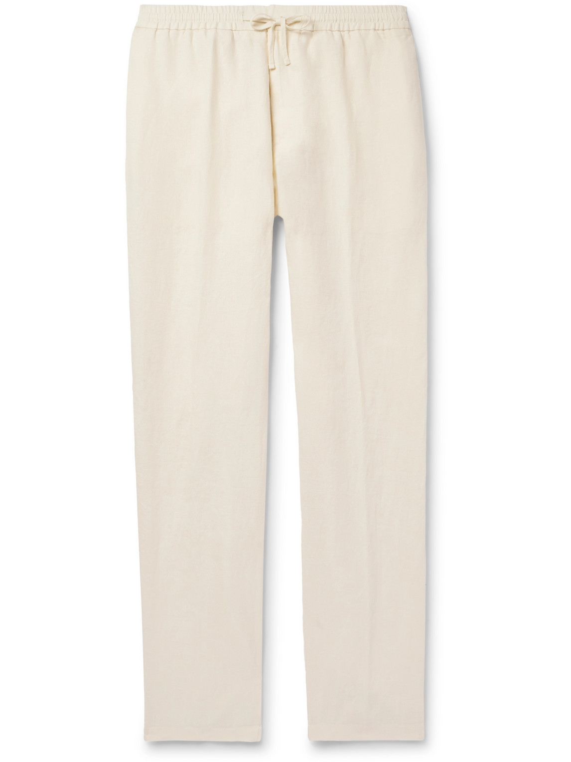 Canali Straight-leg Linen Drawstring Trousers In Neutrals