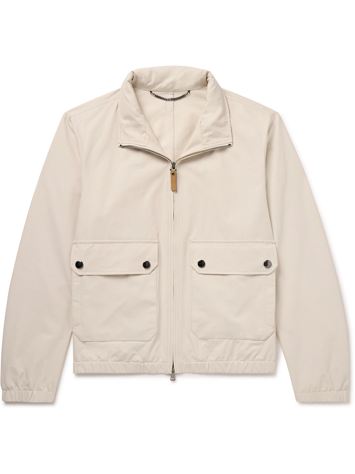 Canali Cotton-blend Twill Hooded Bomber Jacket In Neutrals