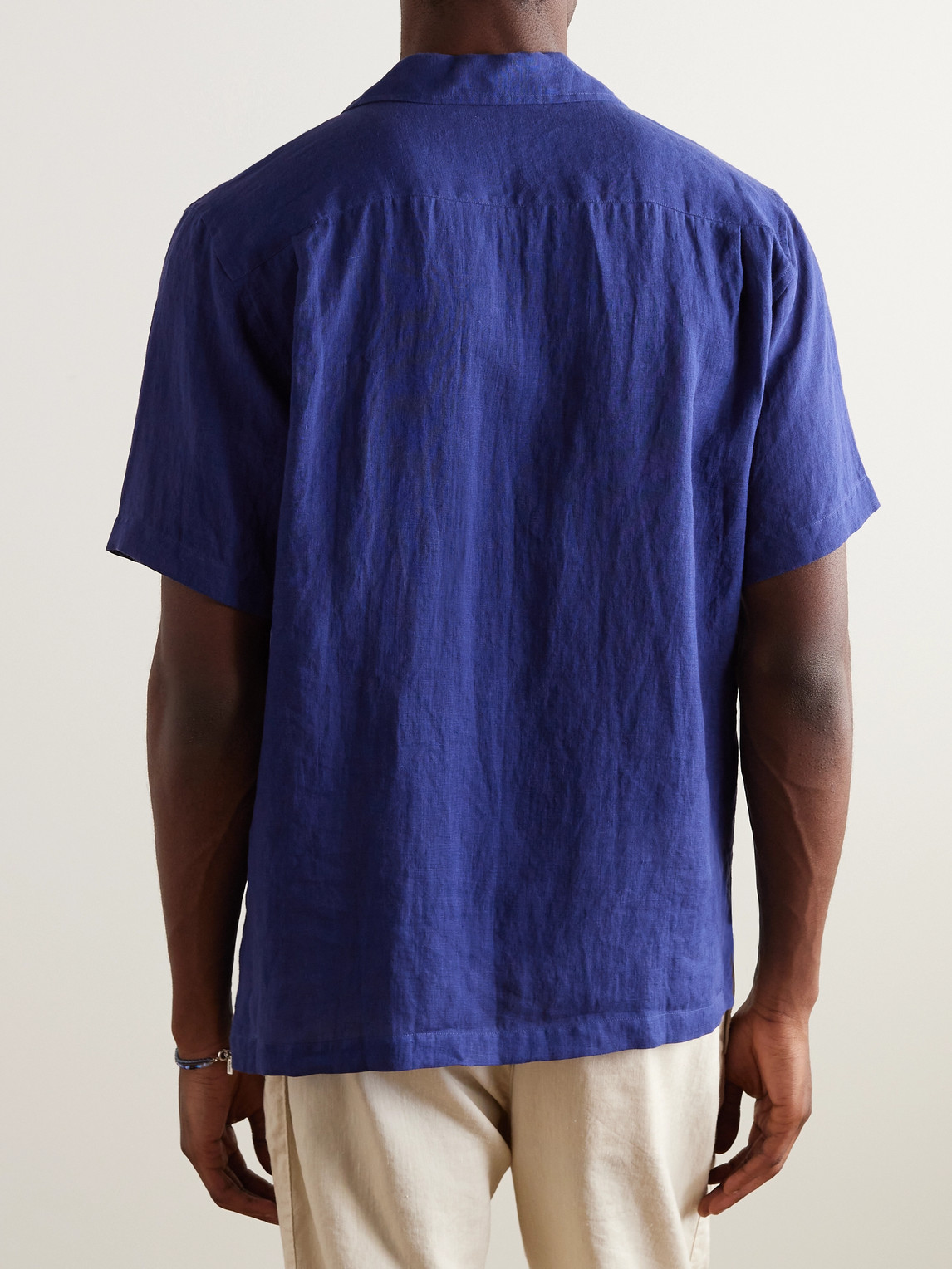 Shop Orlebar Brown Maitan Camp-collar Linen Shirt In Blue