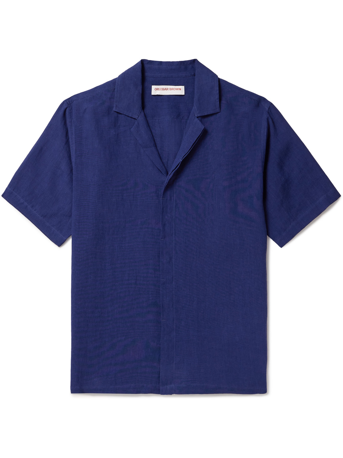 Orlebar Brown Maitan Camp-collar Linen Shirt In Blue