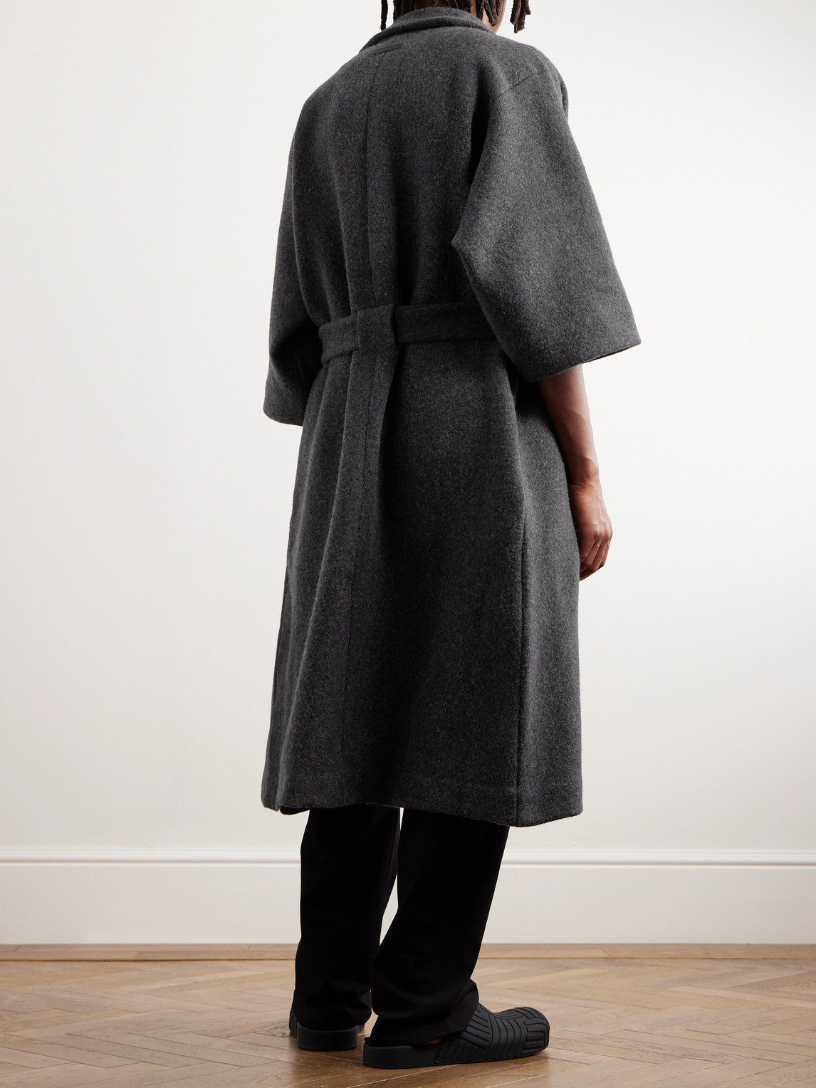 Shop Fear Of God Shawl-collar Wool And Cashmere-blend Robe In Black