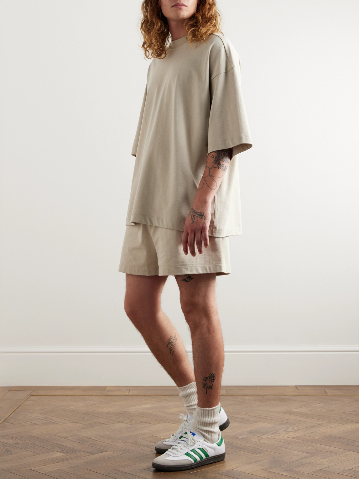 Shop Fear Of God Cotton-jersey Pyjama Shorts In Neutrals
