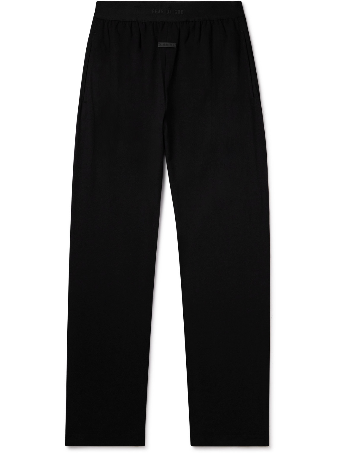 Fear Of God Logo-appliquéd Cotton-jersey Pyjama Trousers In Black