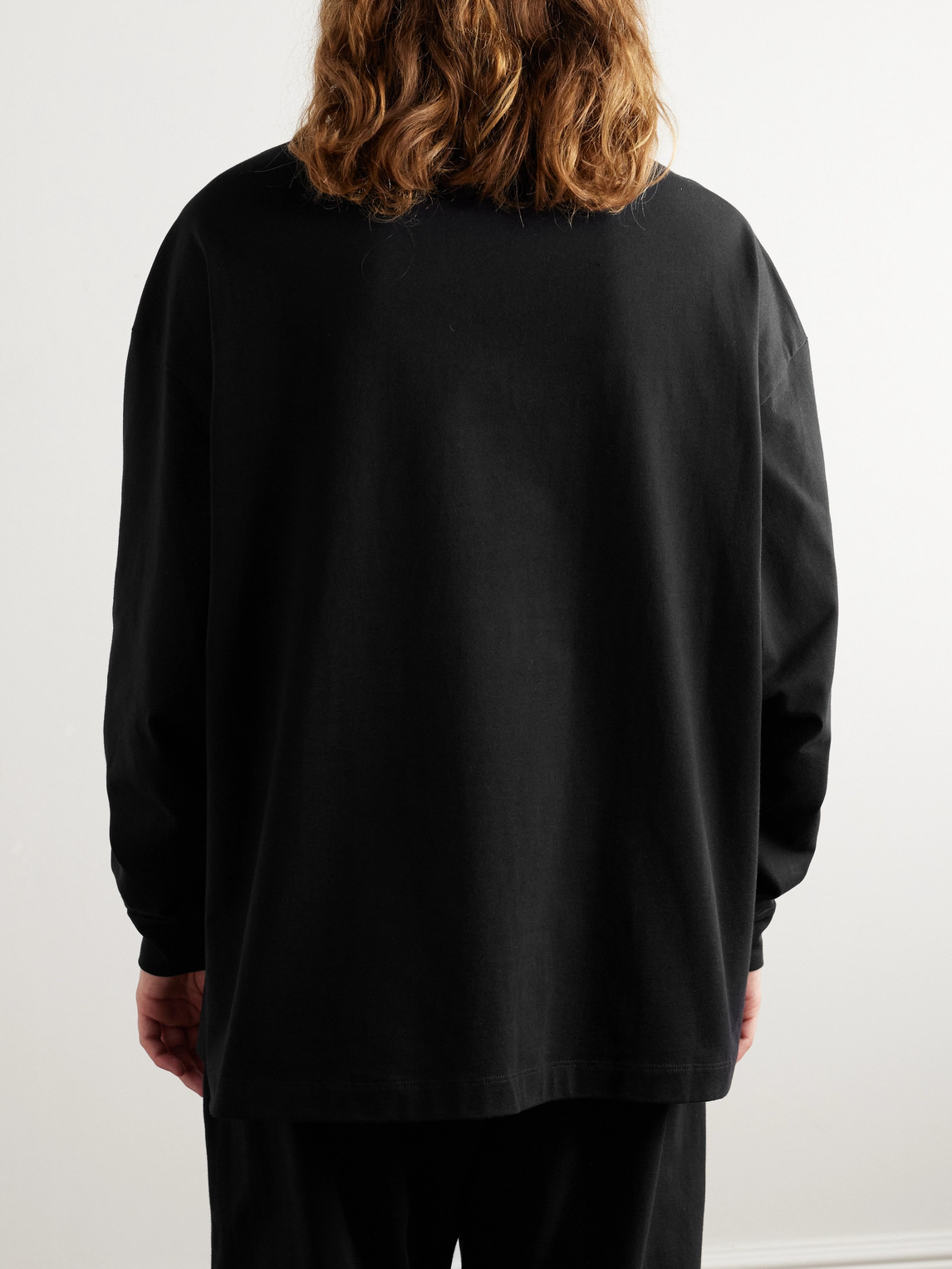 Shop Fear Of God Logo-appliquéd Cotton-jersey Pyjama T-shirt In Black