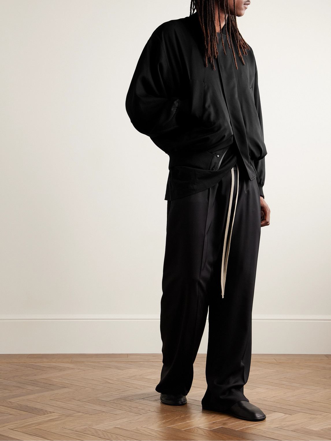 Shop Fear Of God Silk And Virgin Wool-blend Jersey Bomber Jacket In Black