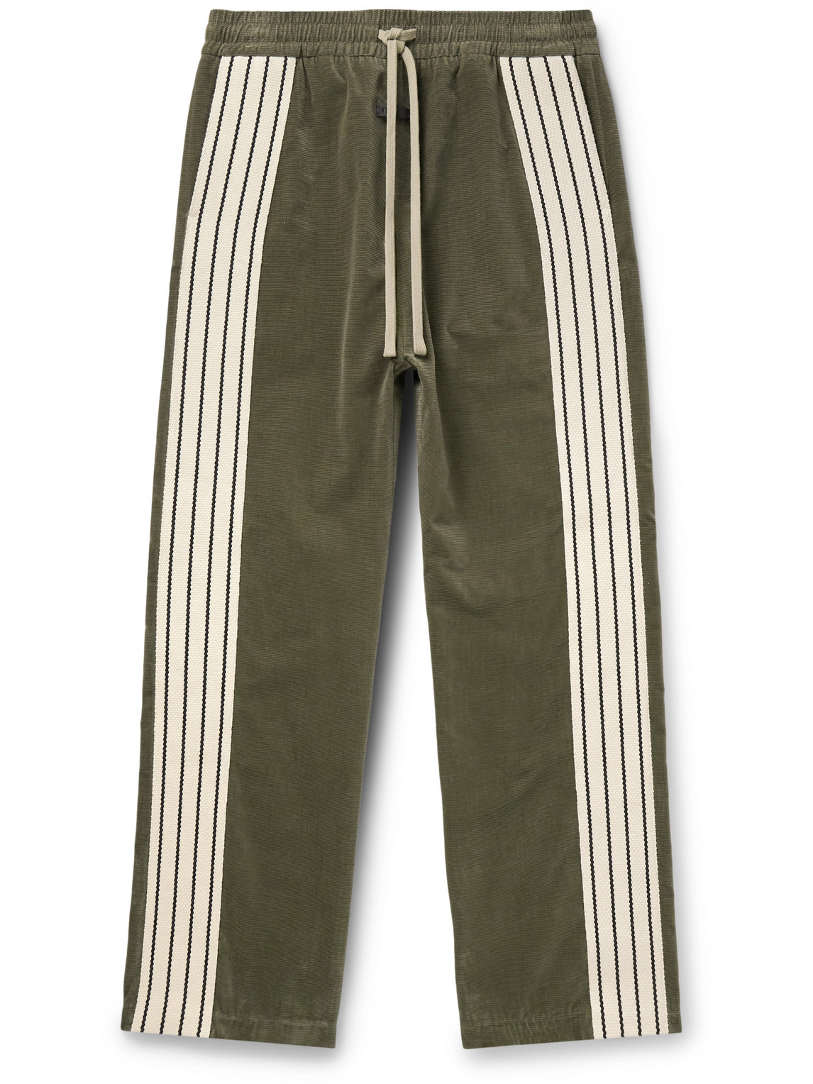 Fear Of God Forum Straight-leg Grosgrain-trimmed Cotton-corduroy Track Pants In Green