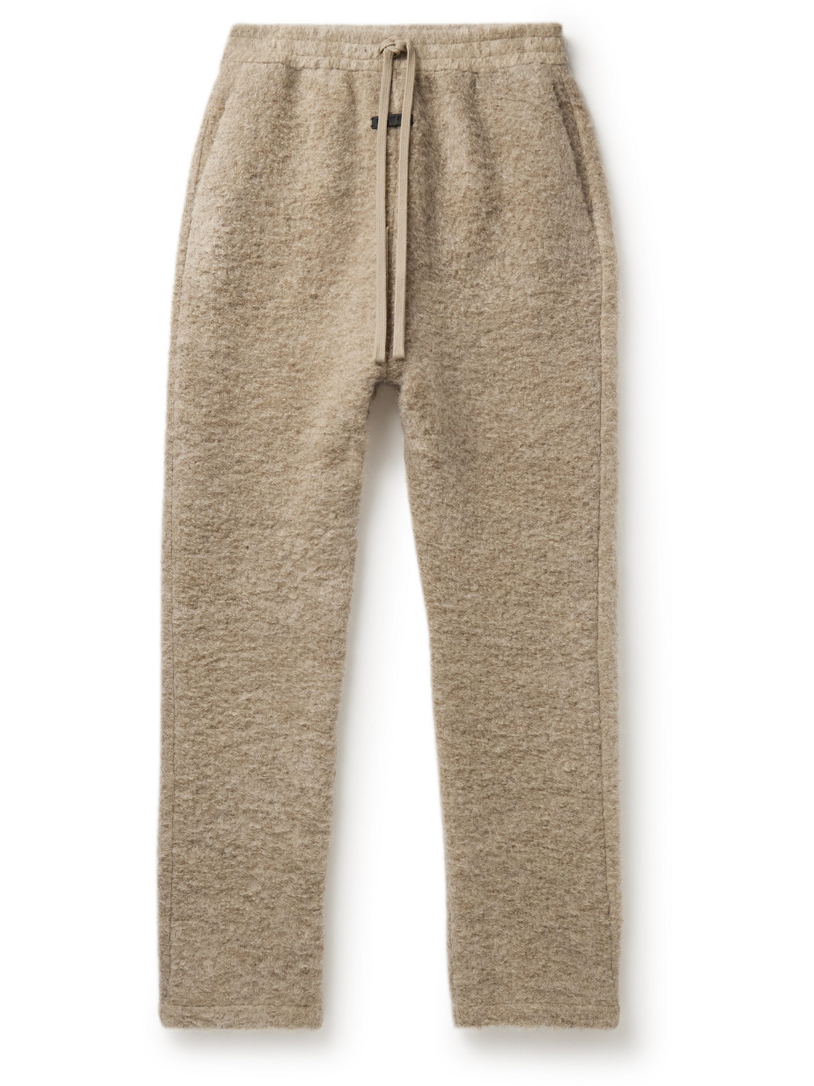FEAR OF GOD FORUM STRAIGHT-LEG LOGO-APPLIQUÉD VIRGIN WOOL-BLEND BOUCLÉ DRAWSTRING TROUSERS