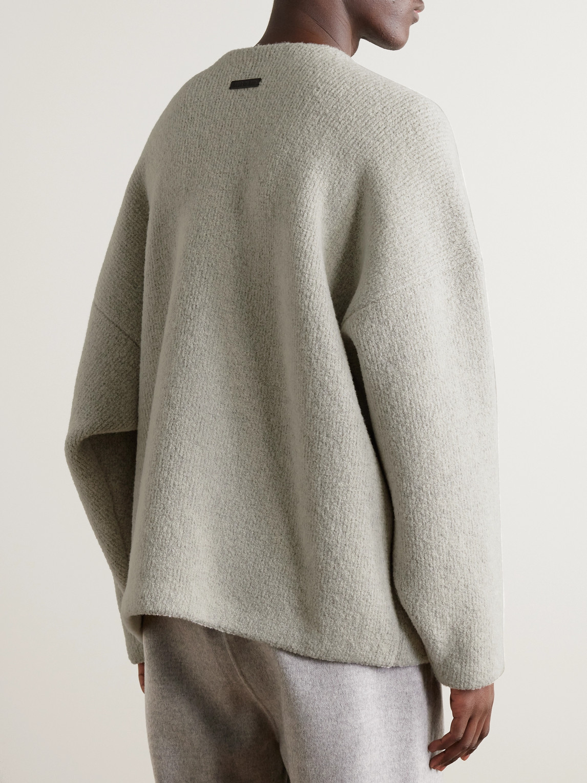 Shop Fear Of God Oversized Intarsia-knit Virgin Wool-blend Bouclé Sweater In Gray