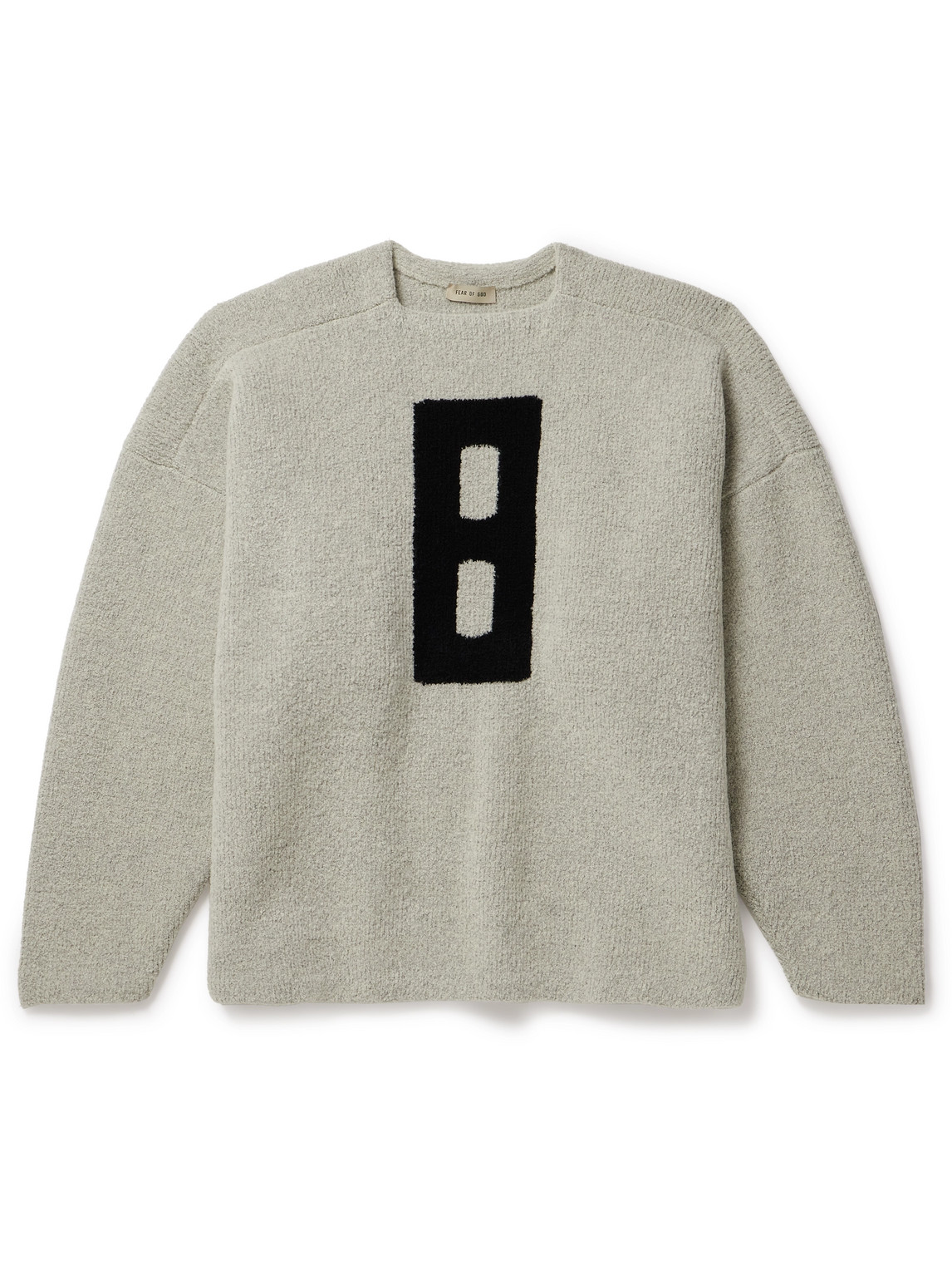 Oversized Intarsia-Knit Virgin Wool-Blend Bouclé Sweater