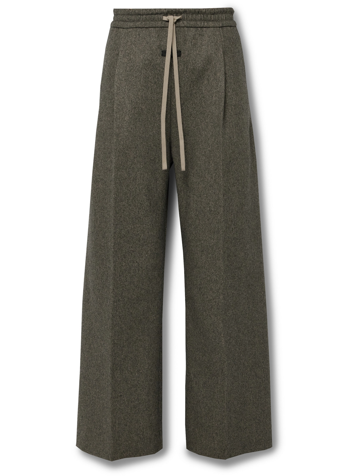 Fear Of God Wide-leg Logo-appliquéd Wool And Cotton-blend Drawstring Trousers In Grey