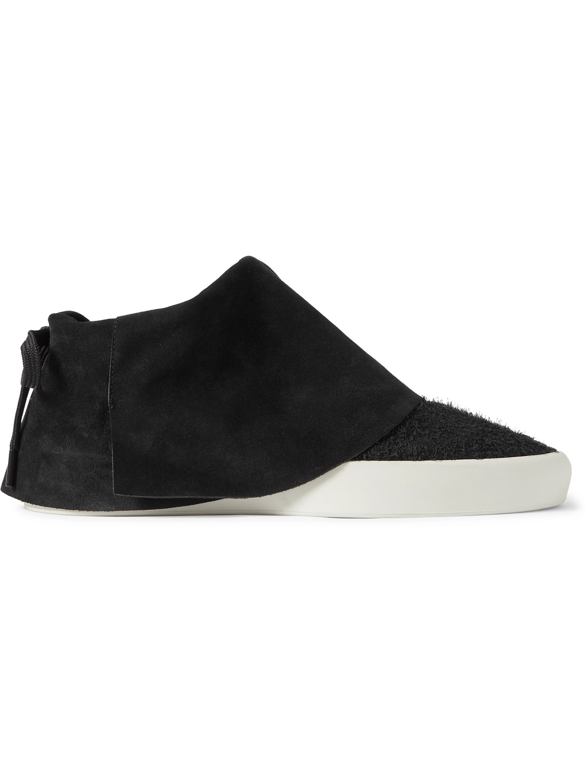 Shop Fear Of God Moc Low Layered Distressed Suede Sneakers In Black