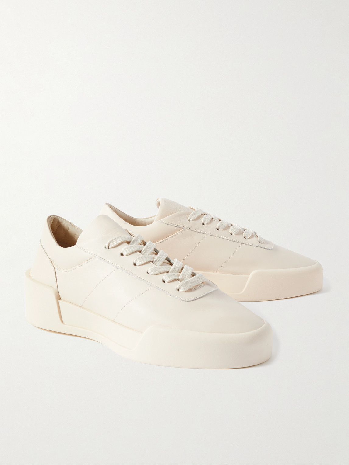 Shop Fear Of God Aerobic Low Leather Sneakers In Neutrals