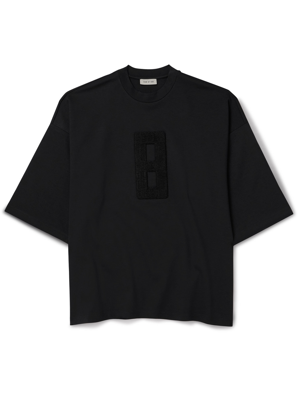Shop Fear Of God Oversized Bouclé-trimmed Jersey T-shirt In Black