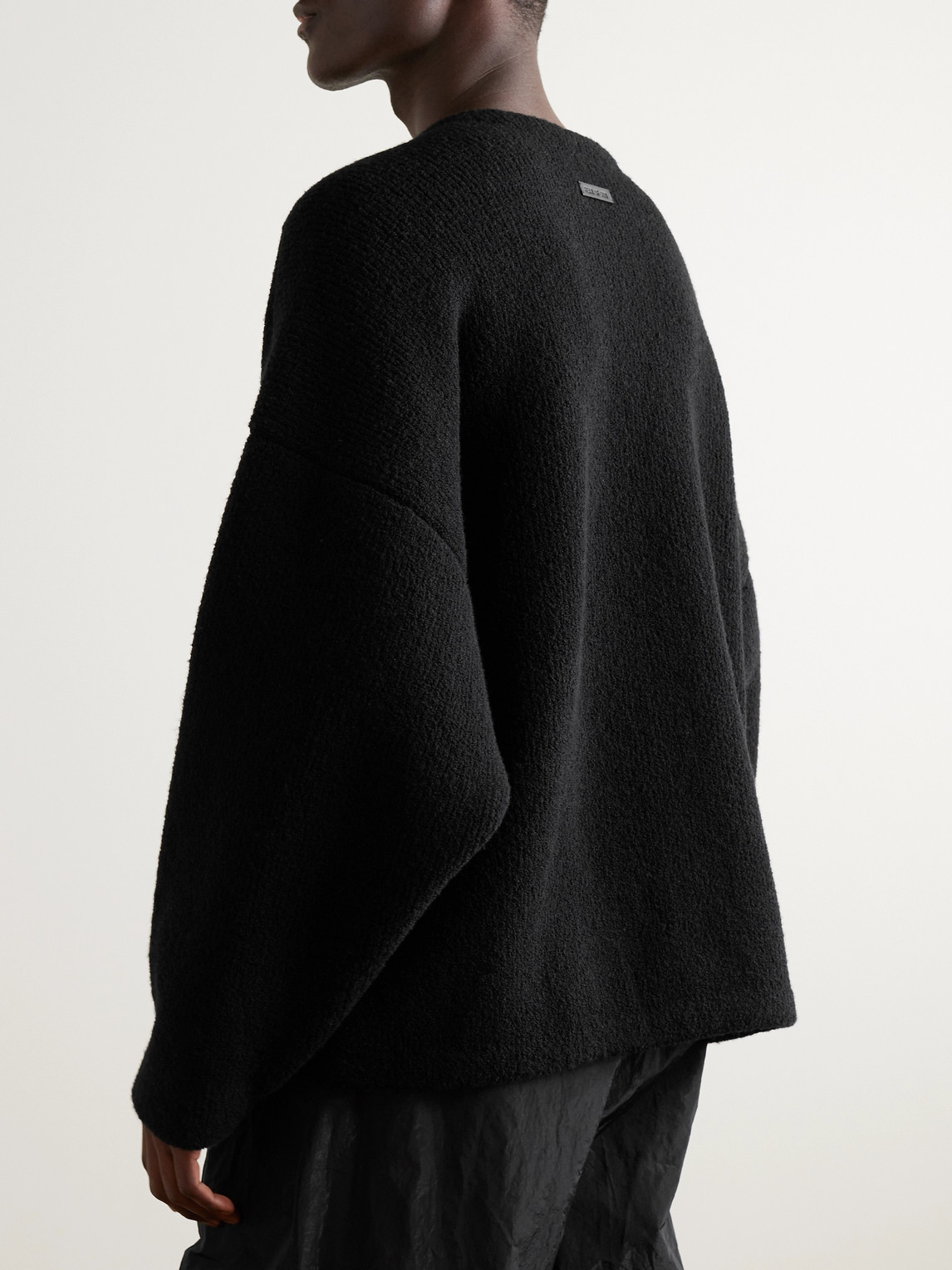 Shop Fear Of God Oversized Intarsia-knit Virgin Wool-blend Bouclé Sweater In Black