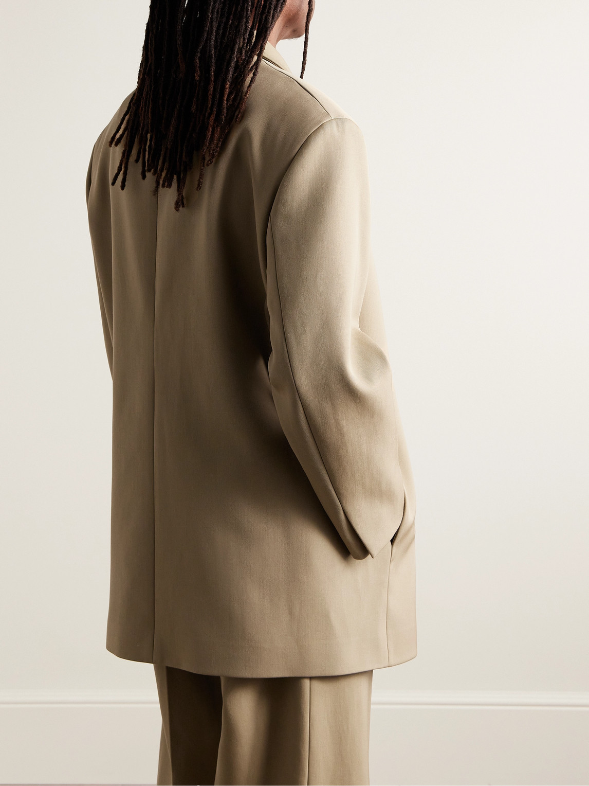 Shop Fear Of God Eternal California Oversized Double-breasted Virgin Wool And Cotton-blend Twill Blazer In Neutrals