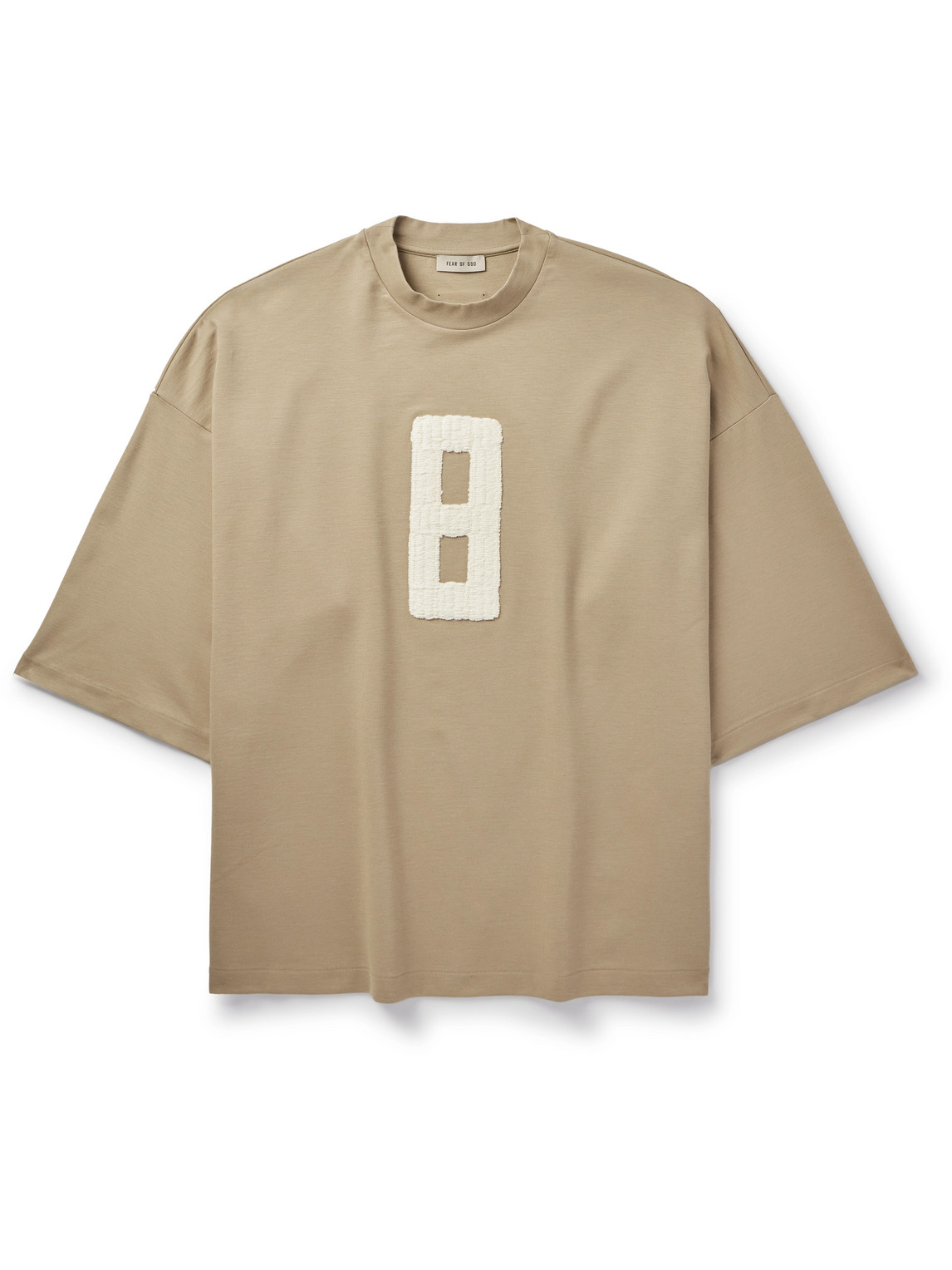 Shop Fear Of God Oversized Bouclé-trimmed Jersey T-shirt In Neutrals