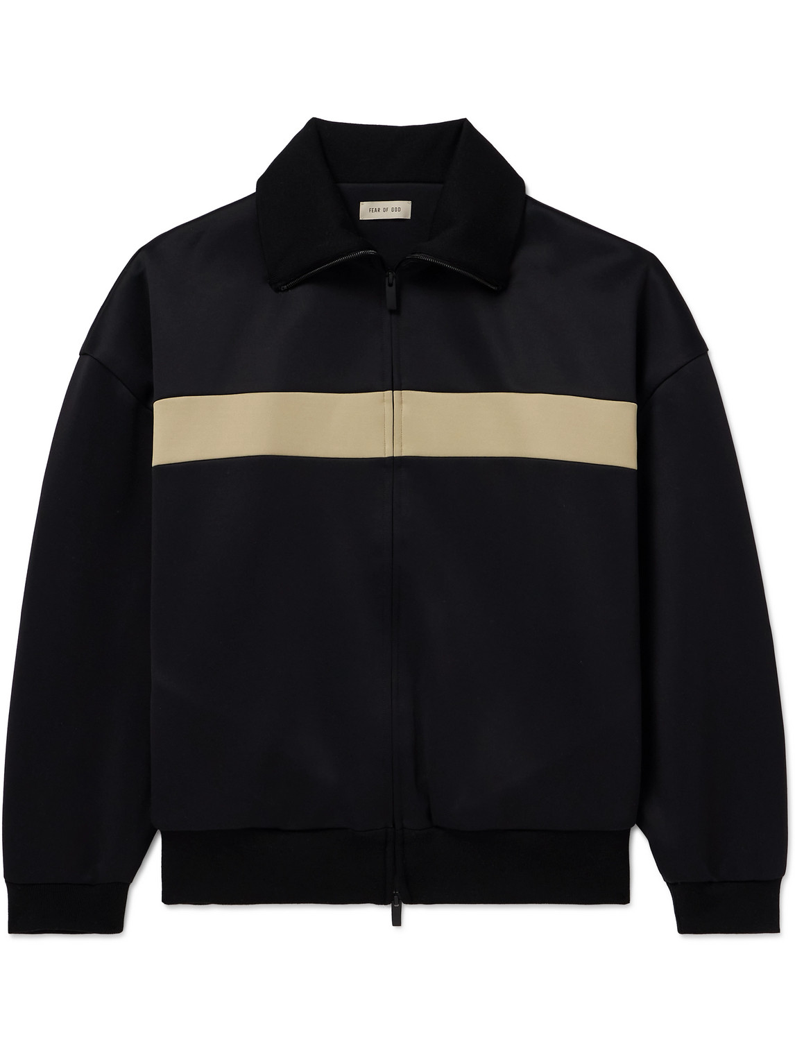 Fear Of God Mens Black Track Brand-patch Relaxed-fit Jersey Jacket In Black