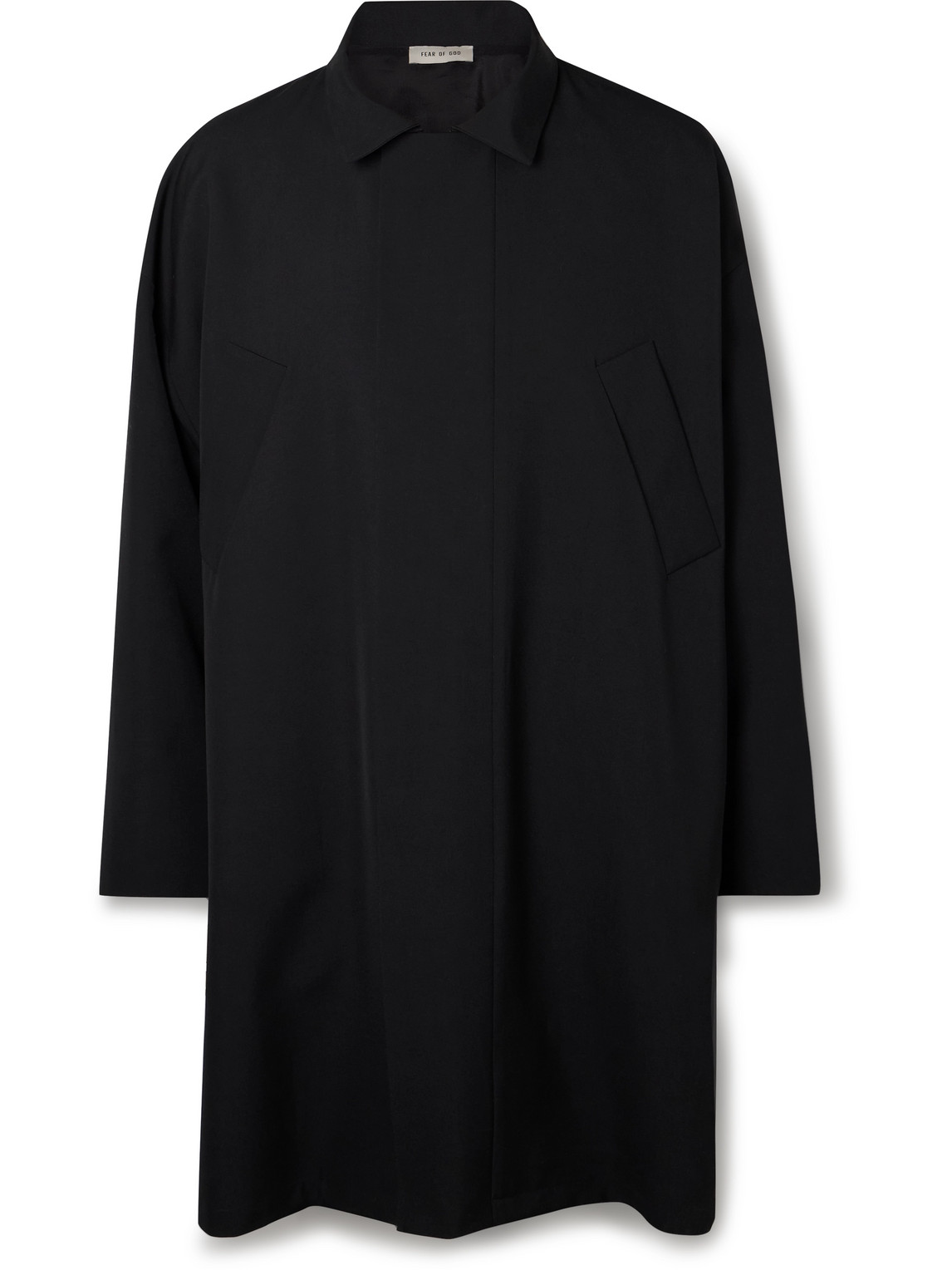 Fear Of God Black Wool Trench Coat With High Collar In Black