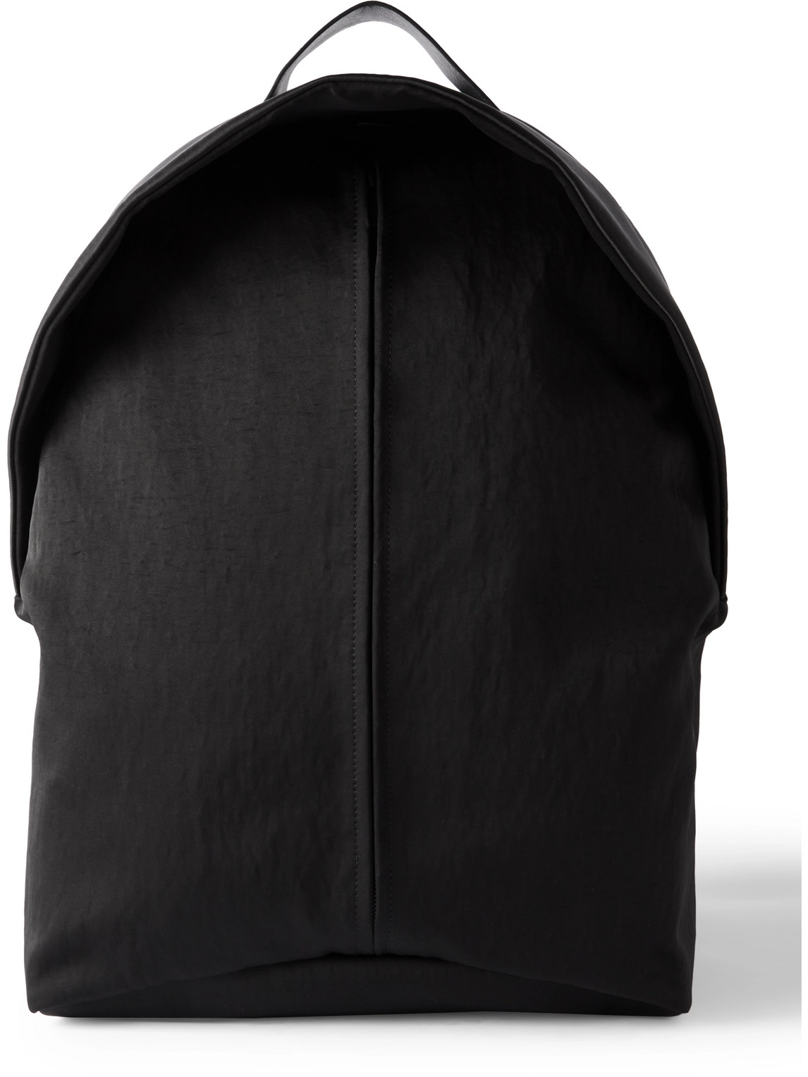 Full-Grain Leather-Trimmed Nylon Backpack