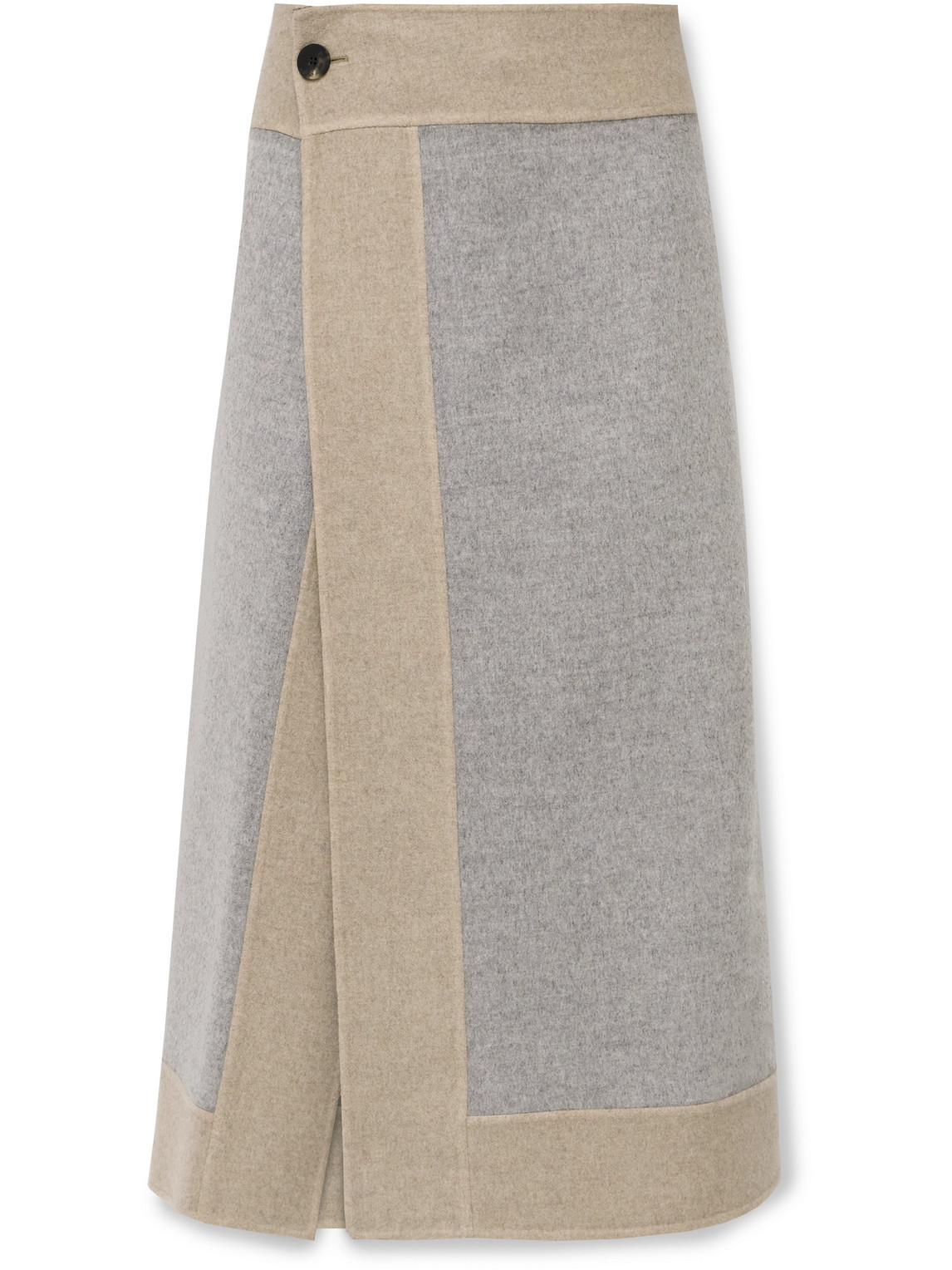 Two-Tone Double-Faced Virgin Wool and Cashmere-Blend Wrap Skirt