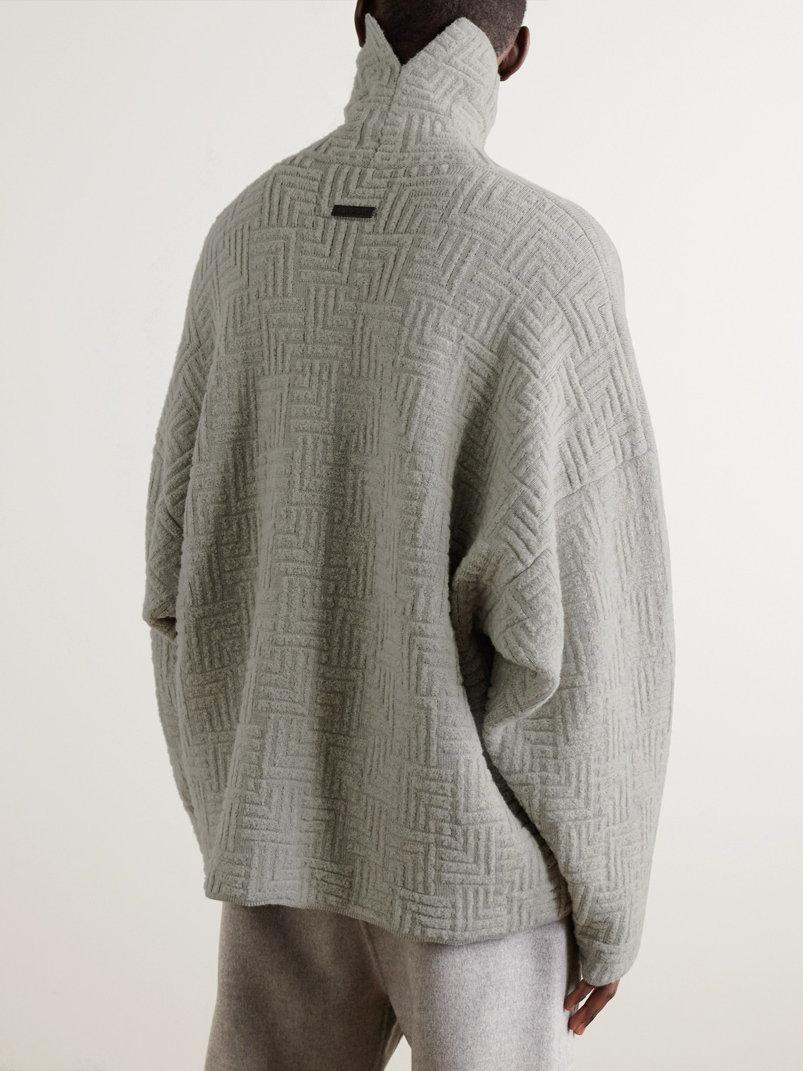 Shop Fear Of God Oversized Jacquard-knit Virgin Wool-blend Rollneck Sweater In Gray