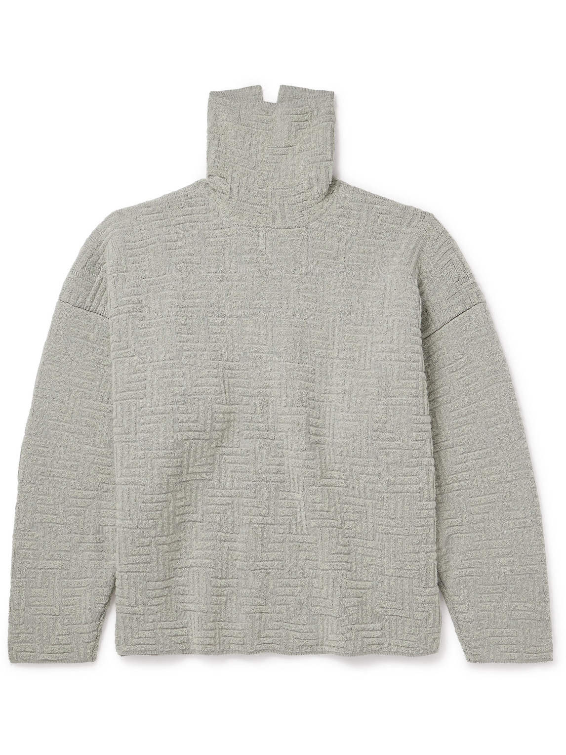 Fear Of God Oversized Jacquard-knit Virgin Wool-blend Rollneck Sweater In Gray