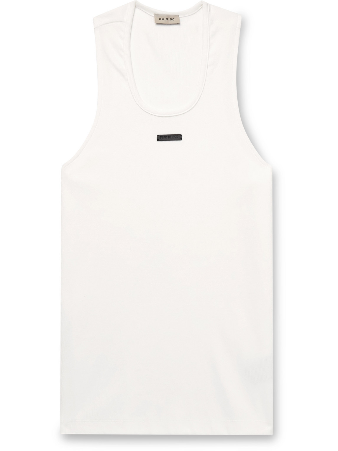 Fear Of God Logo-appliquéd Ribbed Stretch-cotton Tank Top In White