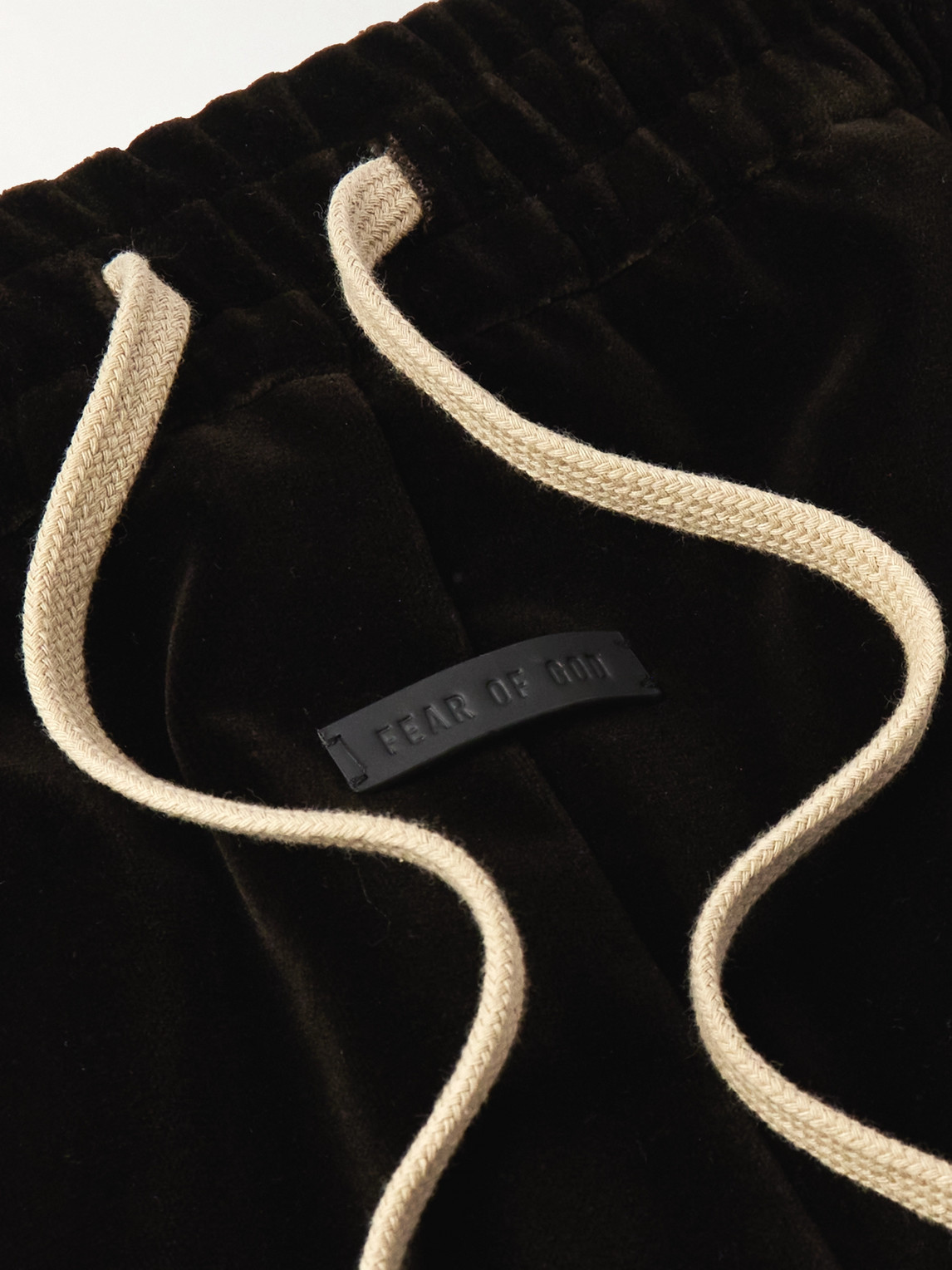 Shop Fear Of God Forum Striped Canvas-trimmed Cotton And Modal-blend Velvet Sweatpants In Black