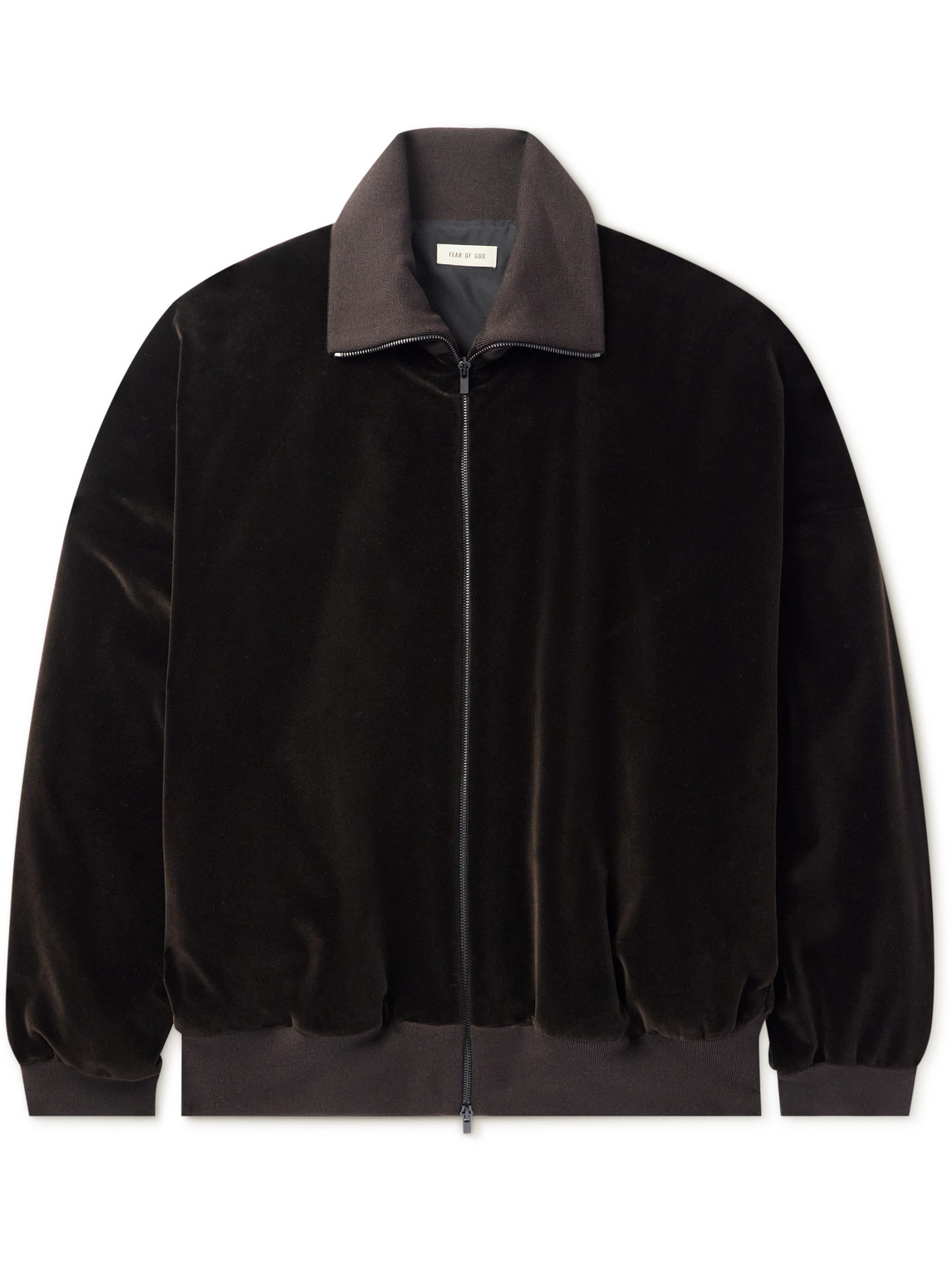 Fear Of God Logo-appliquéd Cotton And Modal-blend Velvet Track Jacket In Brown