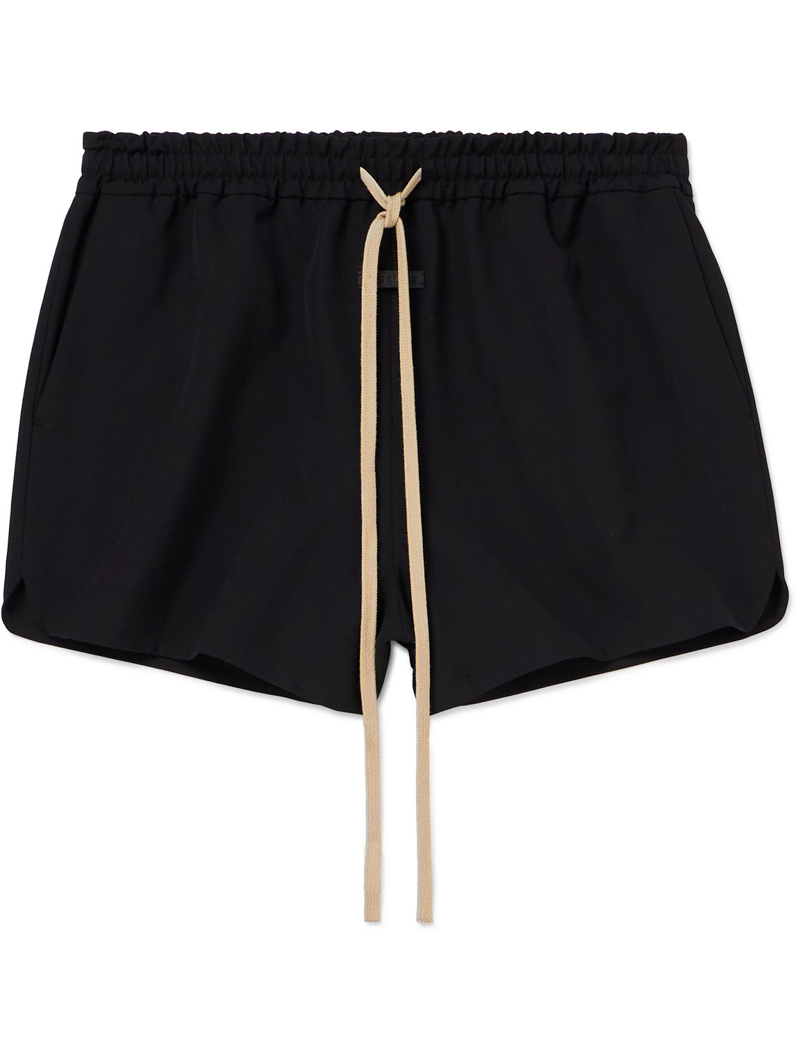 Fear Of God Wide-leg Logo-appliquéd Virgin Wool-crepe Drawstring Shorts In Black