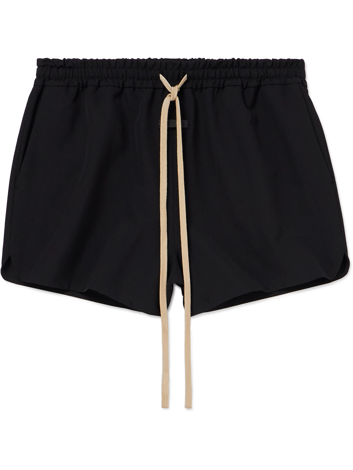 Wide-Leg Logo-Appliquéd Virgin Wool-Crepe Drawstring Shorts