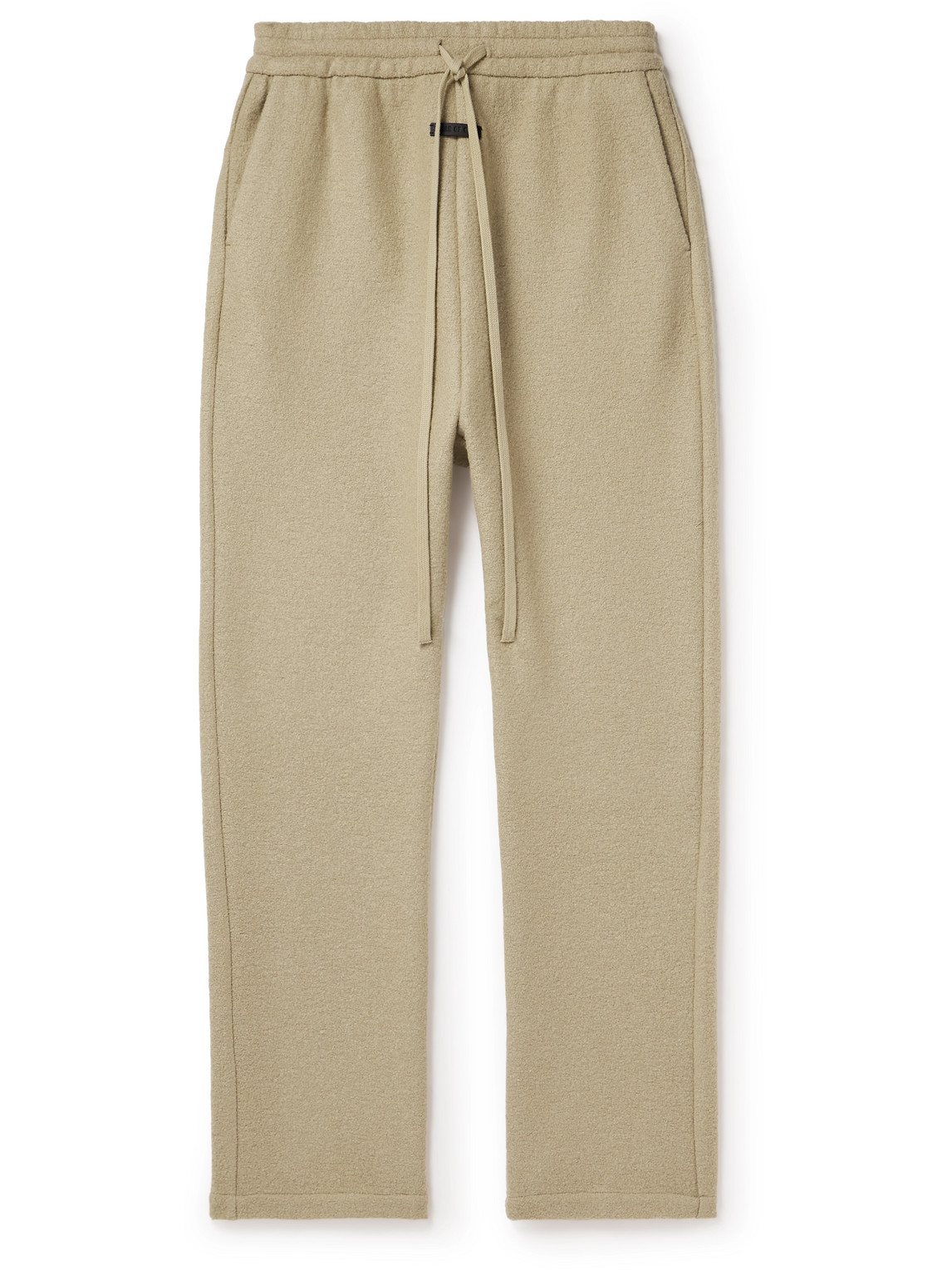 Fear Of God Forum Straight-leg Logo-appliquéd Wool-fleece Drawstring Trousers In Neutrals