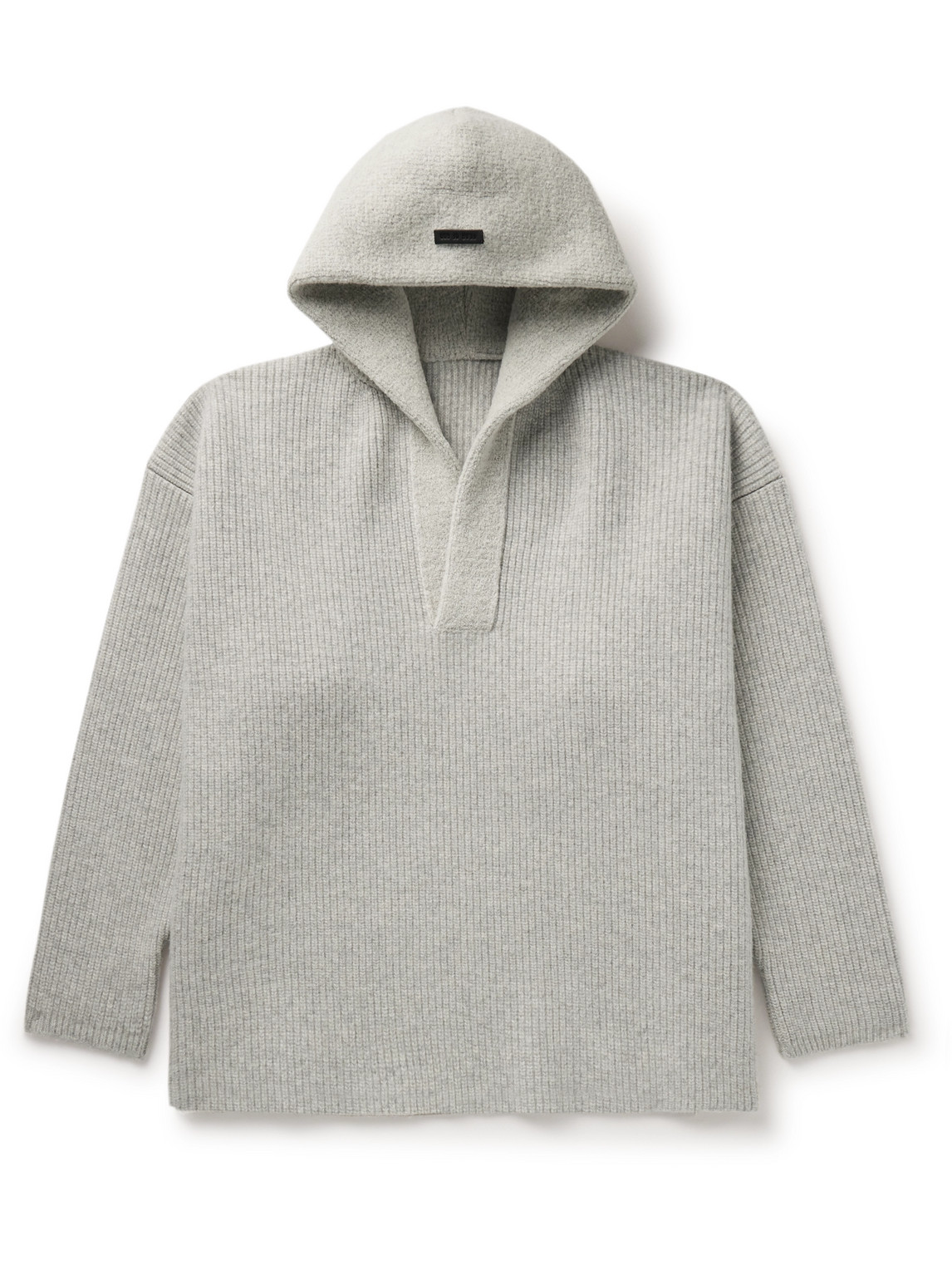 Fear Of God Oversized Ribbed Virgin Wool-blend Hoodie In Gray