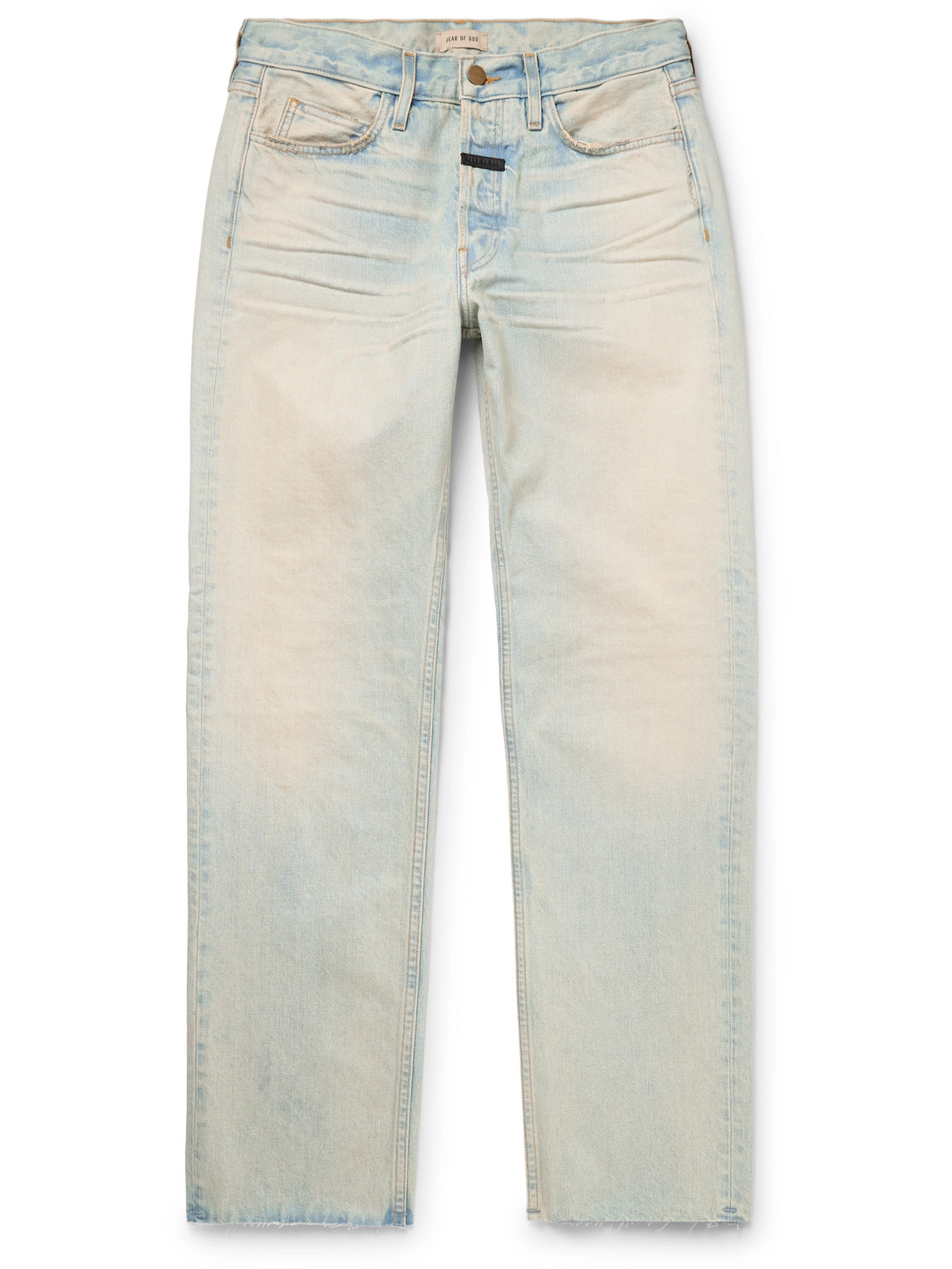 Straight-Leg Distressed Logo-Appliquéd Jeans