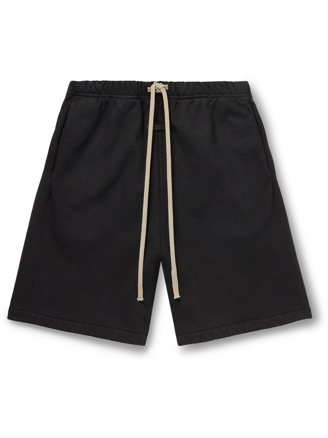 Fear Of God Wide-leg Logo-appliquéd Cotton-jersey Drawstring Shorts In Black