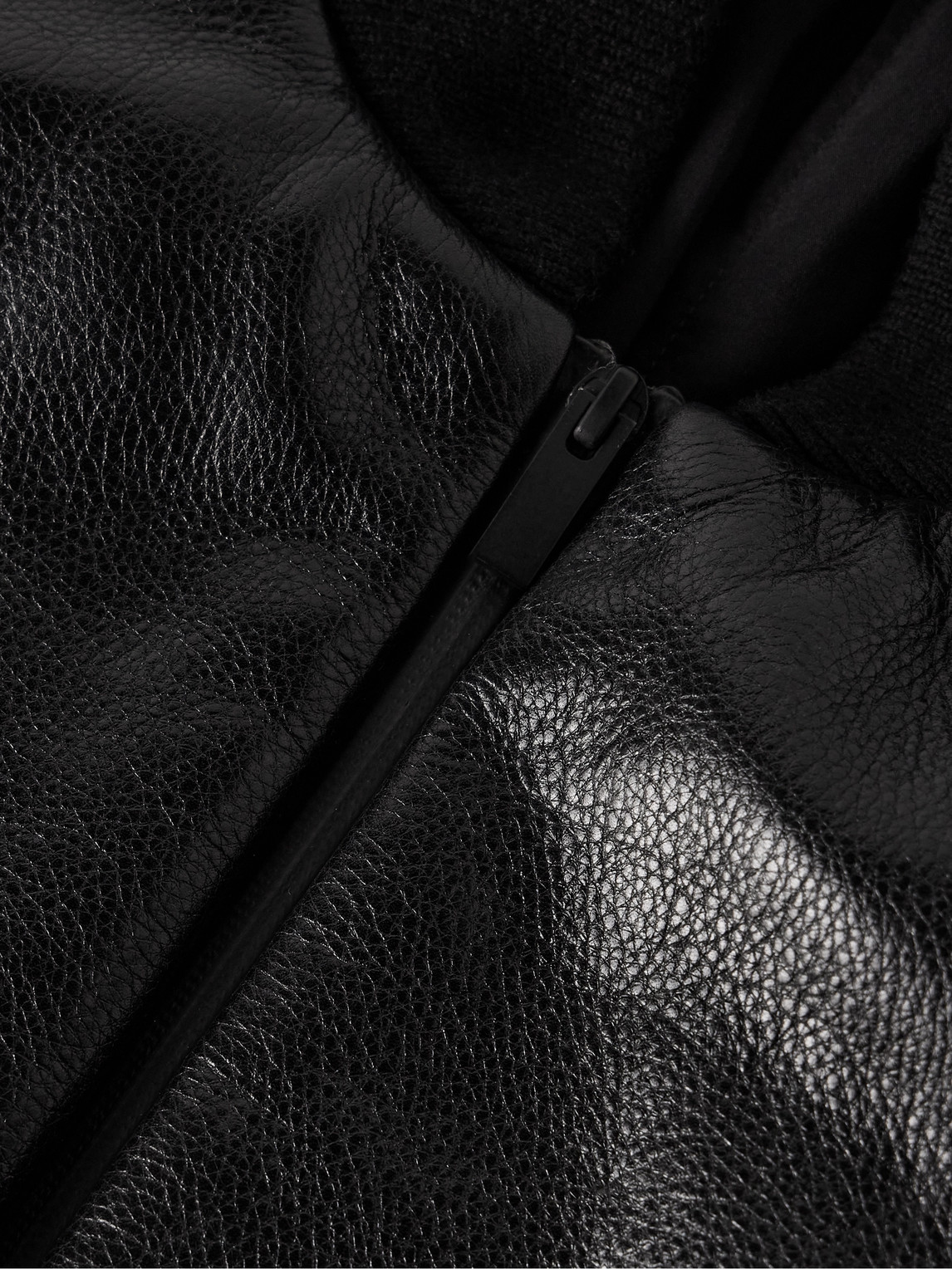 Shop Fear Of God Striped Full-grain Leather Bomber Jacket In Black