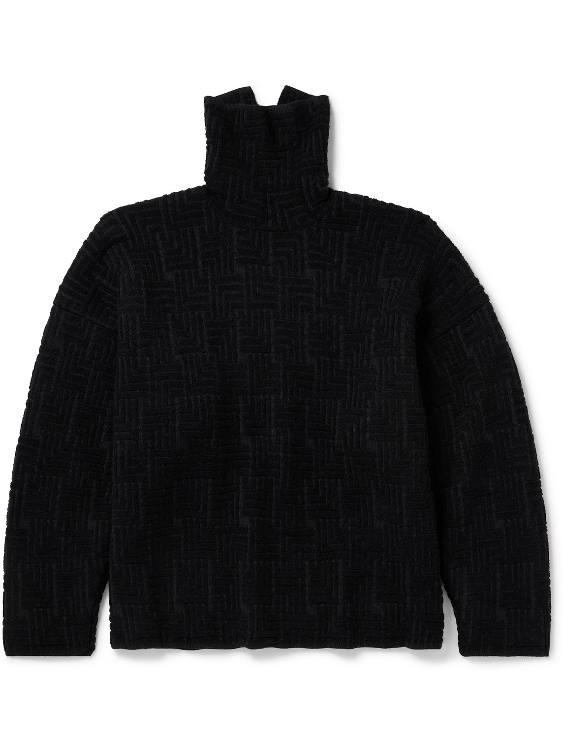 Fear Of God Oversized Jacquard-knit Virgin Wool-blend Rollneck Sweater In Black