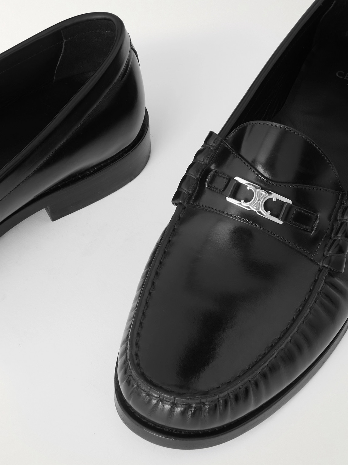 Celine Logo-detailed Leather Loafers In Animal Print