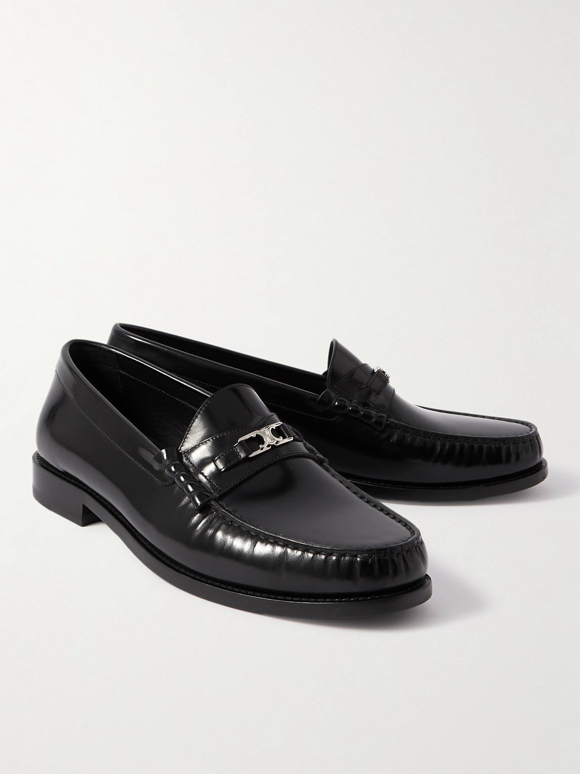 Celine Logo-detailed Leather Loafers In Animal Print