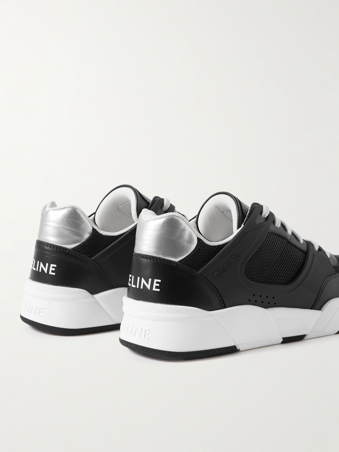Celine Ct-07 Rubber-trimmed Mesh And Leather Sneakers In Animal Print