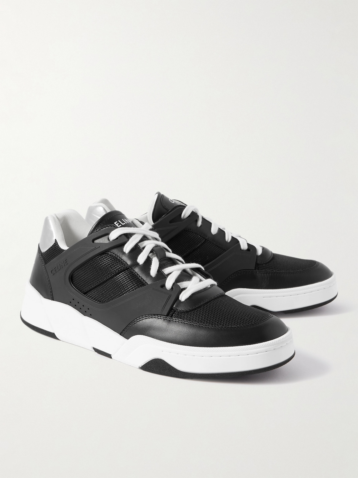 Celine Ct-07 Rubber-trimmed Mesh And Leather Sneakers In Animal Print