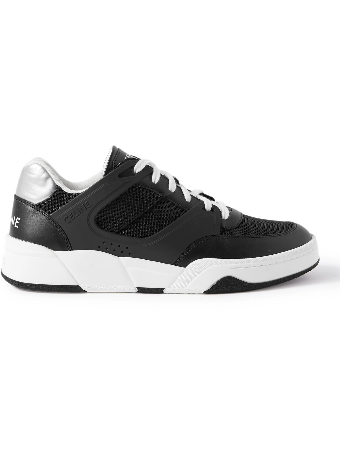 Celine Ct-07 Rubber-trimmed Mesh And Leather Sneakers In Animal Print
