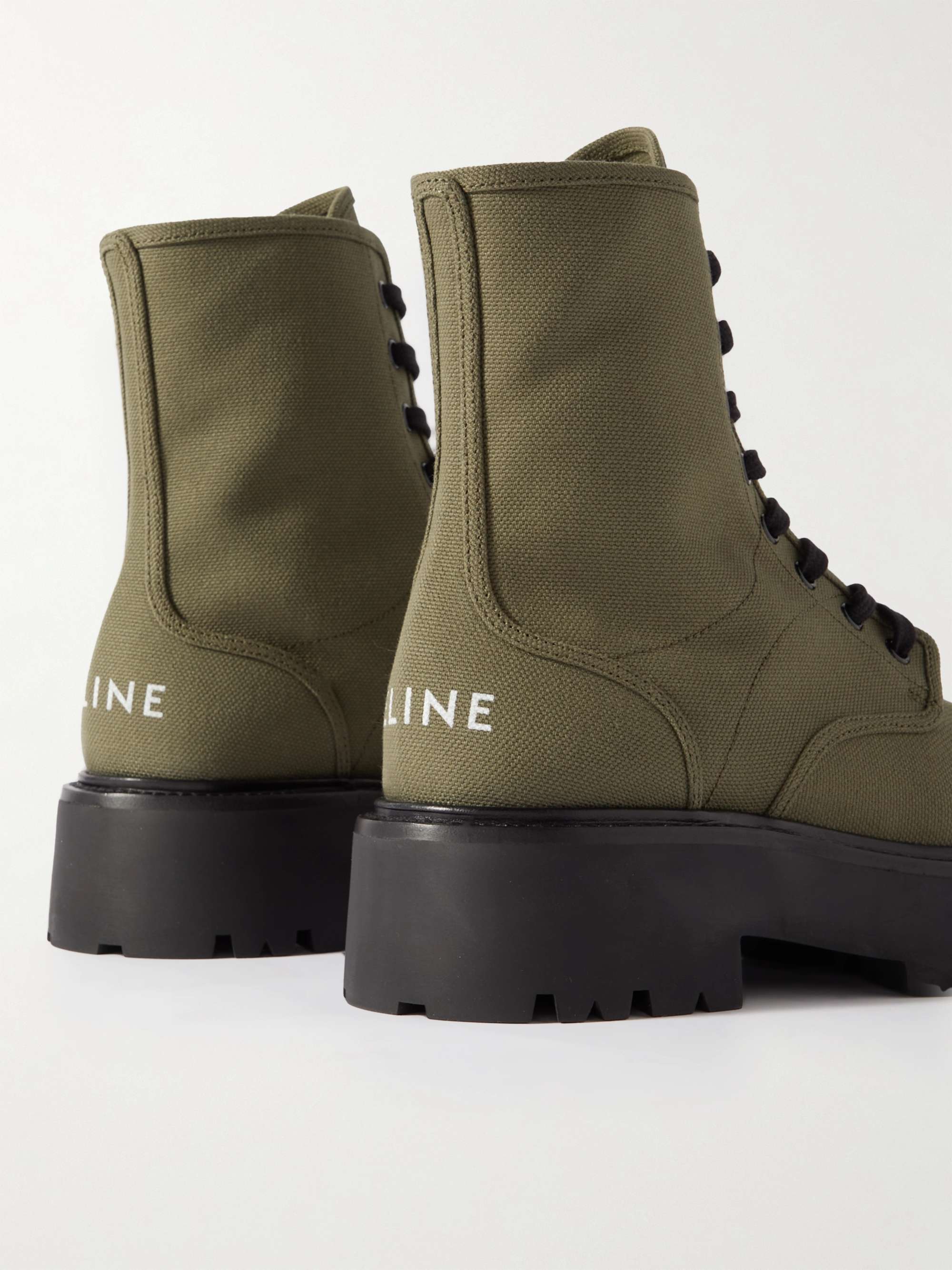 CELINE HOMME Leather-Trimmed Canvas Boots