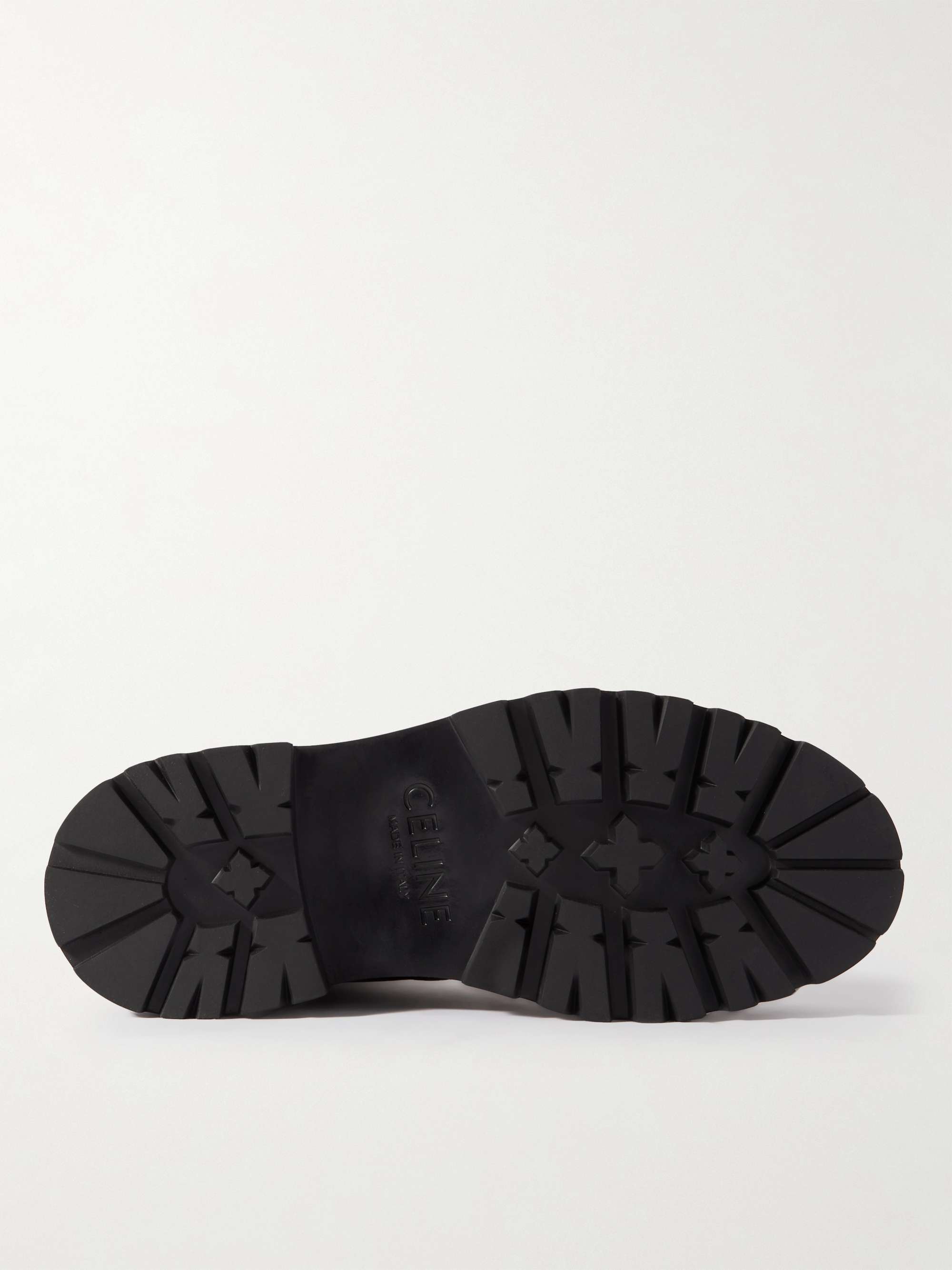 CELINE HOMME Logo-Print Leather-Trimmed Canvas Boots for Men | MR PORTER