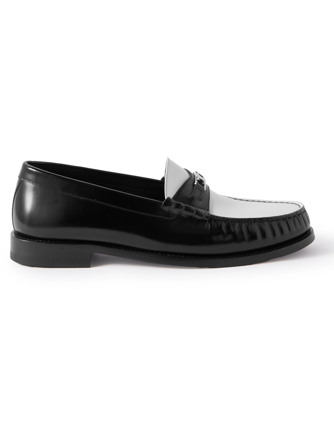 Celine Men Vivienne Leather Loafer With Perforated Triomphe Logo In Animal Print