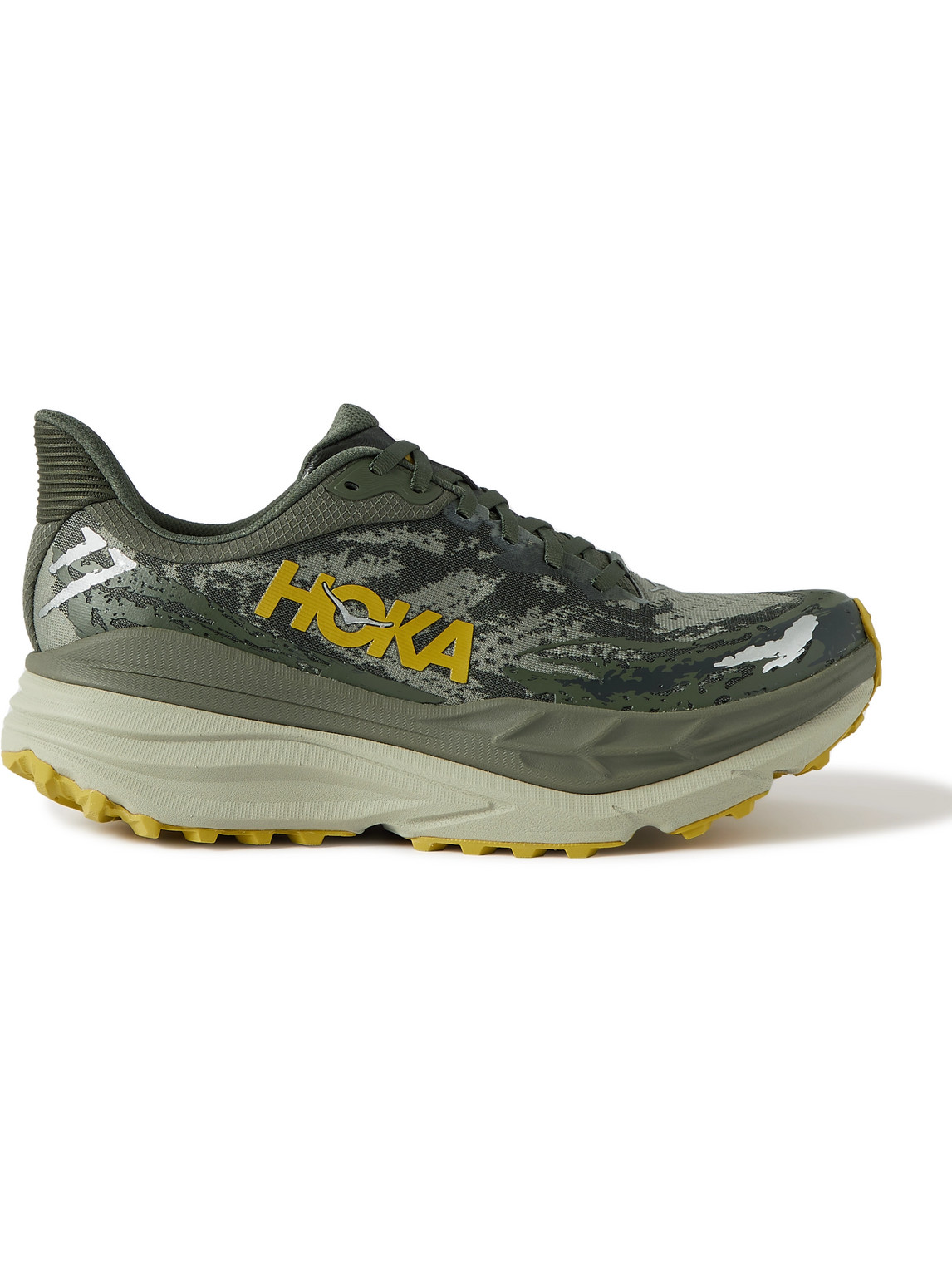 Hoka Stinson Atr 7 Rubber-trimmed Mesh Running Sneakers In Green