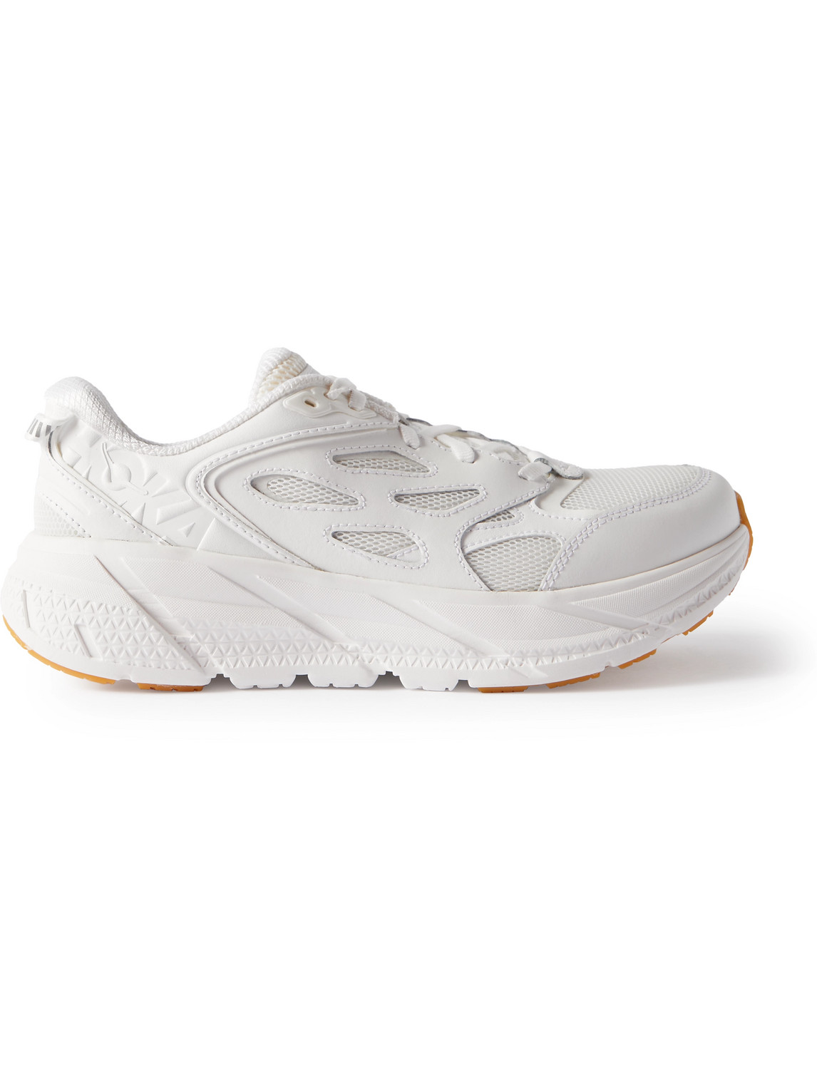 Shop Hoka One One Clifton L Mesh-trimmed And Leather Sneakers In White