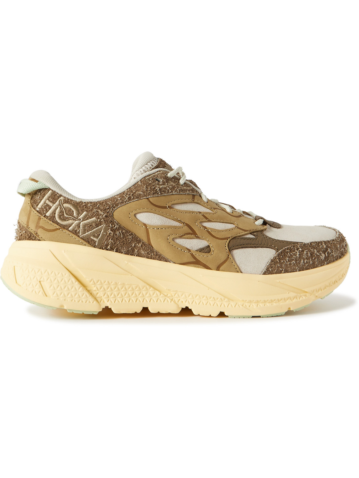Shop Hoka One One Clifton L Suede, Leather And Mesh Running Sneakers In Brown
