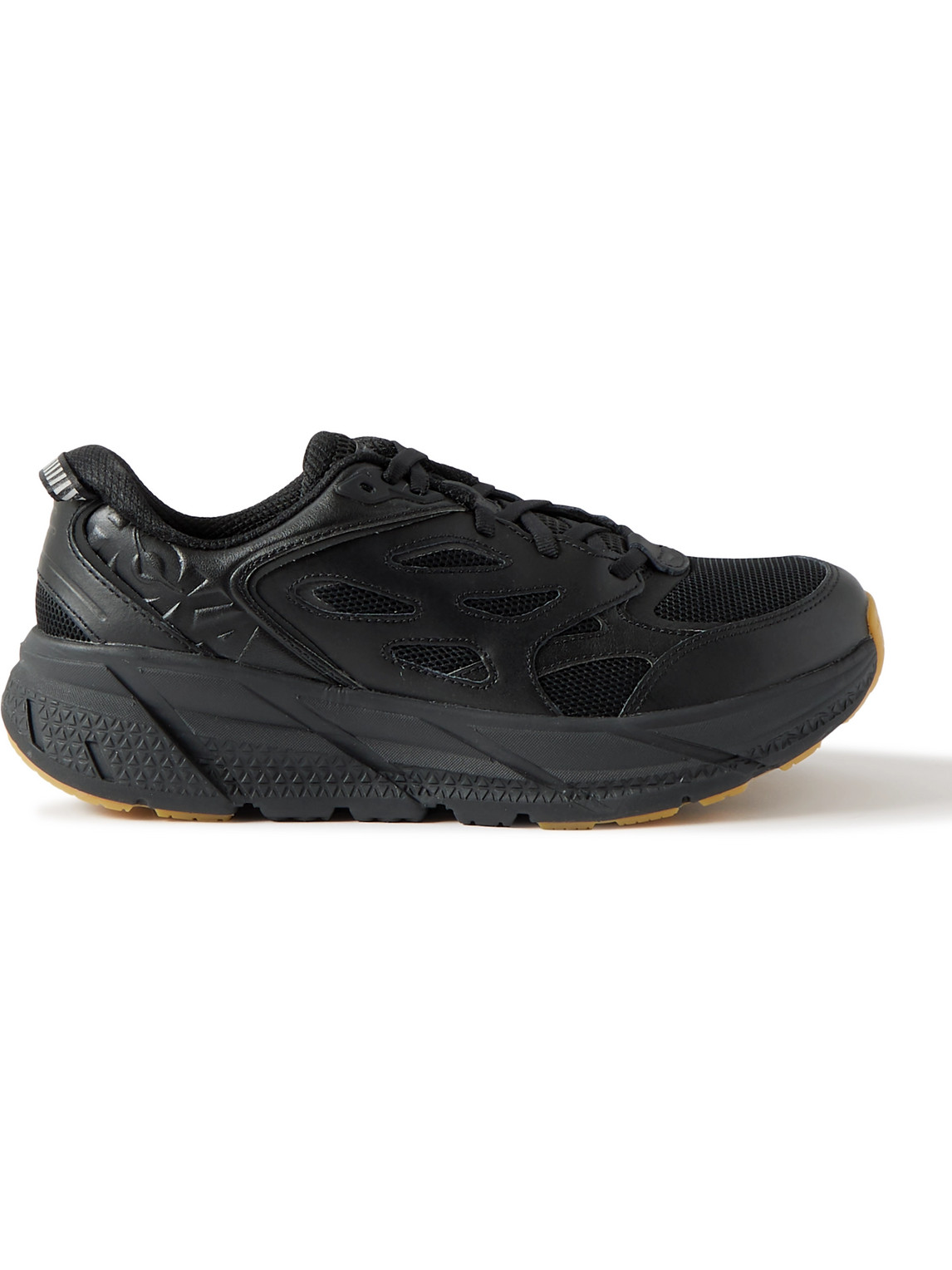 Hoka One One Clifton L Mesh-trimmed Leather Trainers In Black